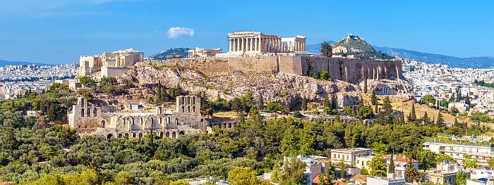 Acropolis Hill in Athens, Greece.